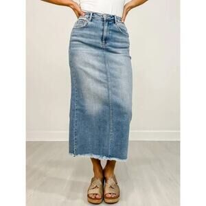 Risen Jeans Denim Jean Pocket Classic High Rise Frayed Pencil Skirt Size Large